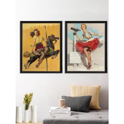 Elvgren of I'm Good Go Wow Lift You to Doggone Seem Together Unexpected Shy The Poster Decor Home Room Prints Art Silk Gift