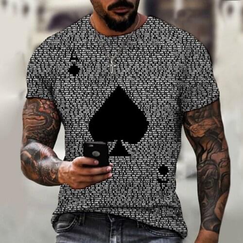 Summer Trendy Mens t shirt Spades Print Short Sleeved Casual Top New 3D Men Clothing Fashion Oversized t-shirt Vintage T-shirts