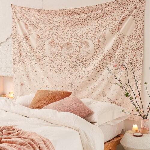 Bohemian Room Decor Wall Tapestry Moon Starry Sky Psychedelic Carpet Farmhouse Bedroom Decoration Gobelin Tapiz Mandala Blanket