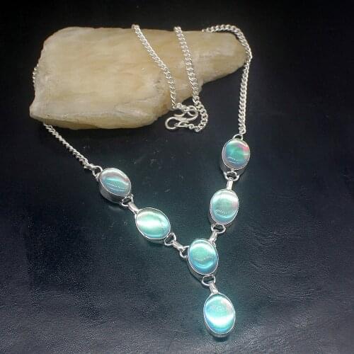 Hermosa Jewelry New Arrival Colorful Topazz Silver Color Women Ladies Gifts Pendant Necklace Chain 44cm 20213425