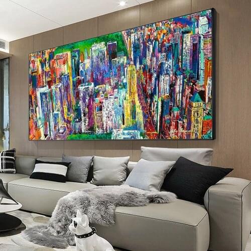 City Graffiti Canvas Painting New York Street Color Posters Prints Interior Wall Art Decoration Salon for Living Room Decor Gift