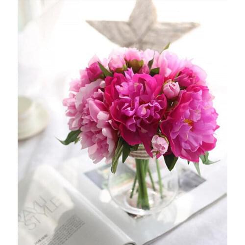 Artificial Flowers Peony Bouquet for Wedding Home Party Decoration Fake Flower Silk Rose Flowers for Home Decoration