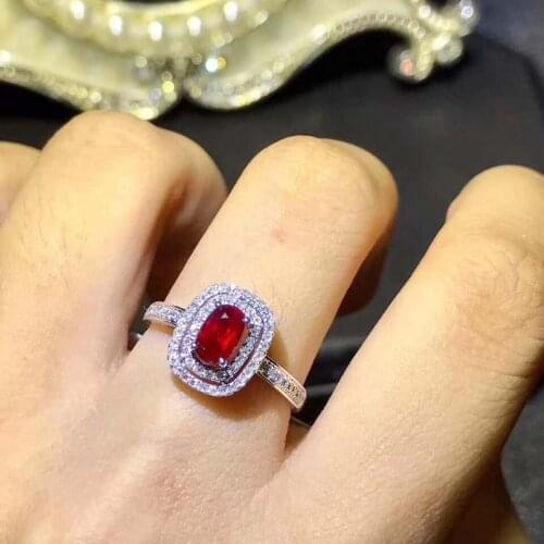Natural And Real Red Ruby Ring 925 Sterling Silver Rings for Wedding Rings Silver 925 Gemstones Jewelry Fine Jewelry