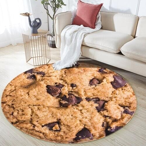 Cute 3D Printed Non-slip Carpet Cookies Chocolate Biscuits Pattern Blanket Flannel Carpet Home Decor Bedroom Living Room Carpet
