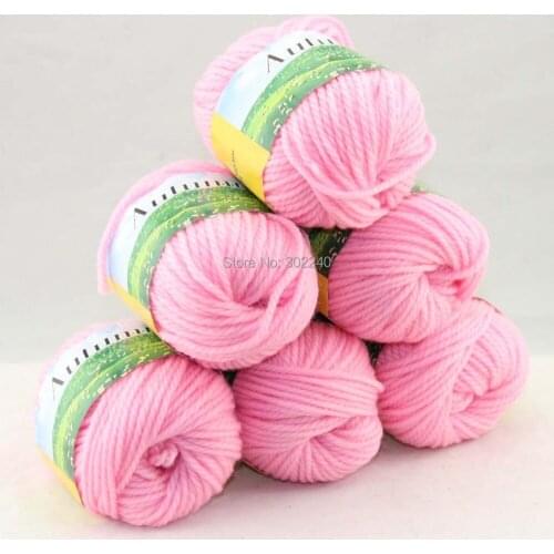 LOT of 6 BallsX50g Chunky Hand-woven Coarse Knitting Yarn pink 202