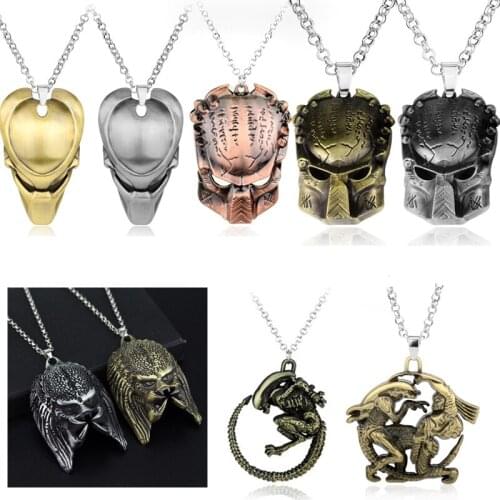 Alien Predator Necklace Men Long Chain AVP Mask Pendants&Necklaces Fashion Hiphop Charm Jewelry Gift