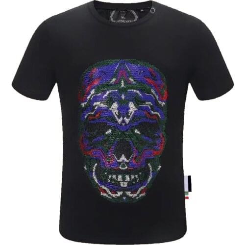 SKULL PP Luxury Brand Men T-shirt Fashion Printed Round Neck Short Sleeve Plein T-shirt Men Sports Shirt Short Sleeve camiseta