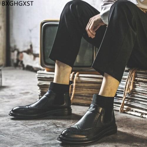 Black Ankle Boots for Men Male Winter Shoes Man Chelsea Boots Men Dress Shoes Luxury Designer Boots for Man 2021 Zapatos Hombre