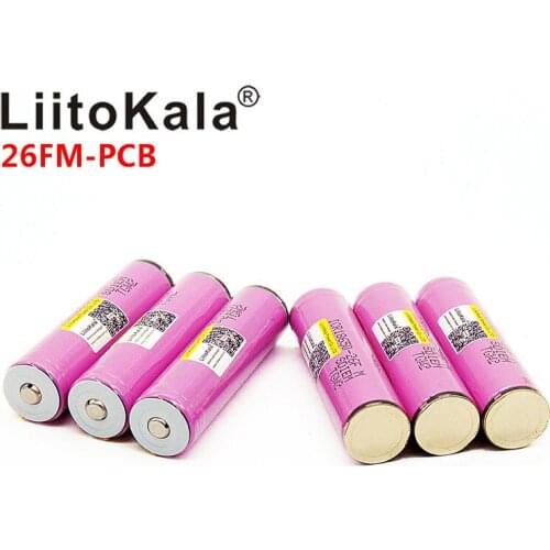 NEW LiitoKala 18650 2600mah battery 100% icr18650-26fm 3.7 v 2600mah 18650 Lithium Rechargeable Battery For Flashlight batteries