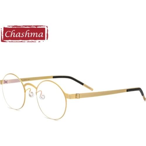 Chashma Screwless Eyewear Round Men Titanium Prescription Optical Frame Women Light Retro Glasses