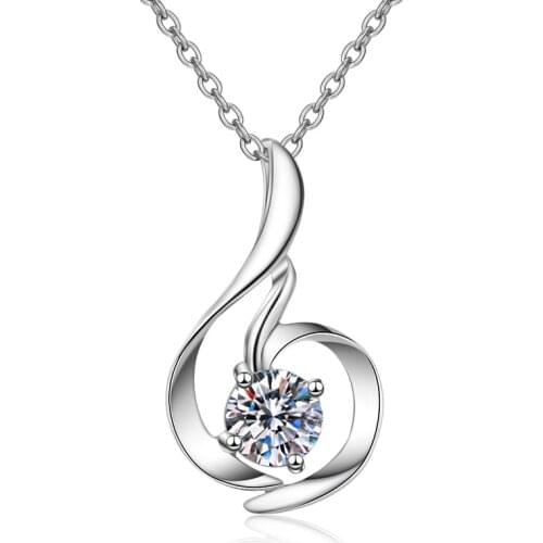 Fashion 925 Sterling Silver Moissanite Diamond Neckalce Silver 8mm Twisted Teardrop Necklaces Women Wedding Engagement Jewery