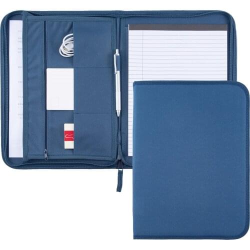 Business Office Conference Document File Folder Blue Oxford Fabric Organizer Portfolio Padfolio A4