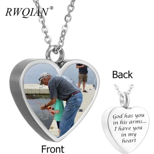 Personalized Photo Name Heart-shaped Pendant Urn Necklace Custom Photo Nameplate Urn Necklaces Choker for Women Men 2020 Jewelry