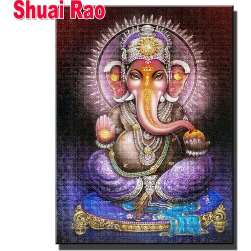 Full Drill Round Hindus Ganesha Religion Diamond Embroidery DIY Buddha God Picture Mosaic Rhinestones Handmade Diamond Painting
