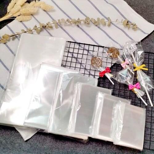 Clear Flat Open Top Candy Bags Cookie Packaging Bag Wedding Party Sweets Lollipop OPP Plastic Bag Small Gift Pouch 100pcs/lot