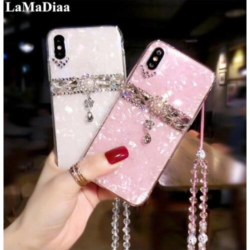 Bling Jewelled Rhinestone Crystal Diamond Glitter Soft Back Pendant Phone Case Cover For iPhone11 12 Pro X XR Xs Max 6 7 8 Plus