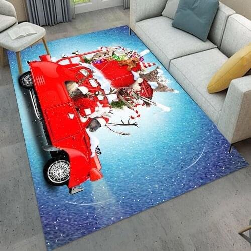 Happy Christmas Rug Deer Car Funny Style Christmas Decoration Colorful Flannel Mat Home Christmas Floor Rug Carpet Doormat