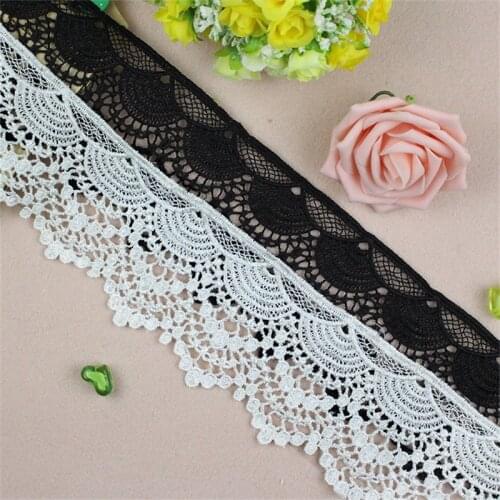 9 CM Wide White And Black Water Soluble Milk Ribbon Hollow Lace Trim Fabric For Sewing Accessory Bridal Wedding Dress DIY Crafts