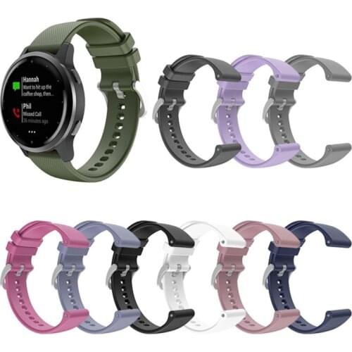 Silicone Watchband Strap for Garmin Vivoactive 4s/vivomove 3s Silver Buckle Bracelet Replacement Strap for Garmin Vivoactive