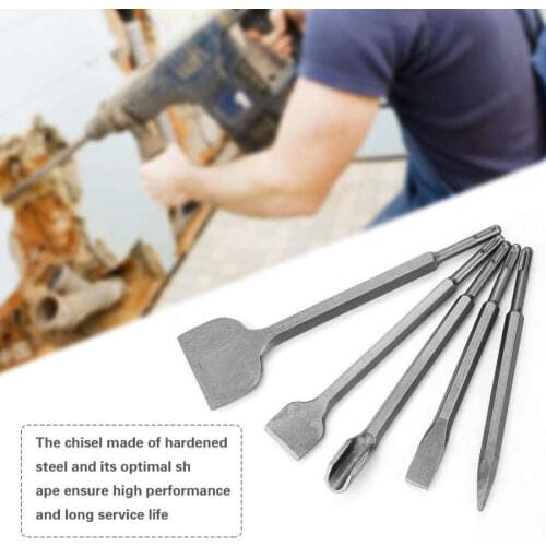 5Pcs Electric Hammer Drill Bits Chisel SDS Plus Rotary Hammer Bits Wall Concrete Drilling Tools Point Groove Gouge Flat Chisels