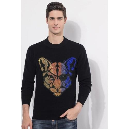 Warm Diamond stone Sweater Mens Sweaters Slim Fit Pullover Men Knitwear Pull Homme