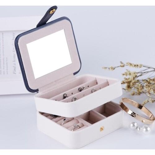 VoltaBox 2021 New Three Layer Portable Travel Jewelry Box Leather Ring Necklace Earring Storage Box
