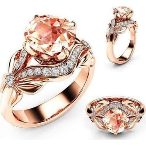 Mosovy Zircon Inlaid With Hollow Butterfly Rose Gold Wedding Rings for Women Rhinestone Bow Engagement Ring for Female Jewelry