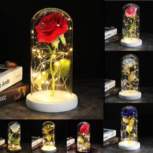 ZK20 Drop shipping Galaxy Rose Artificial Flowers 24K Foil Plated Gold Rose Flowers Wedding Decor Creative Valentines Day Gift