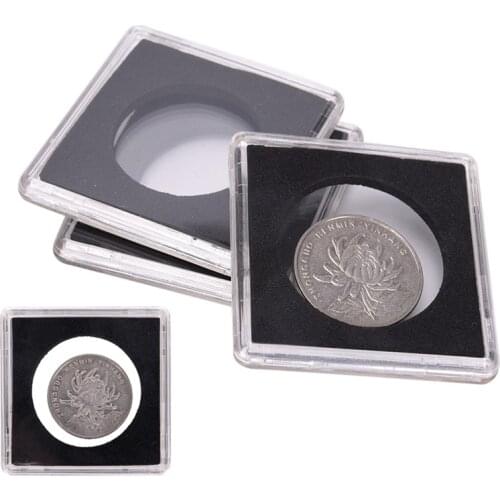 1PC Quality Box Coin Transparent Gaine New Coin Square Storage Box Display Plastic Holder Capsules Container Coin