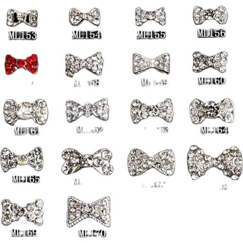 1000pcs NEW Bling Rhinestone Zircon Bows nail art alloy accessories sparkling diamond delicate finger phone stickers jewerly