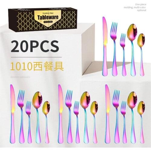 20pcs Black Gold Gift Box Stainless Steel Tableware Set Knife Fork Spoon Luxury Cutlery Set Gift Box Flatware Dishwasher Safe