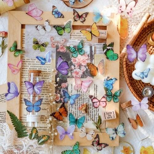 40pcs Pretty Butterfly Sticker Pack for Girl Plant Decal Stickers To DIY Gift Packaging Notebooks Stationery Laptop Skateboard