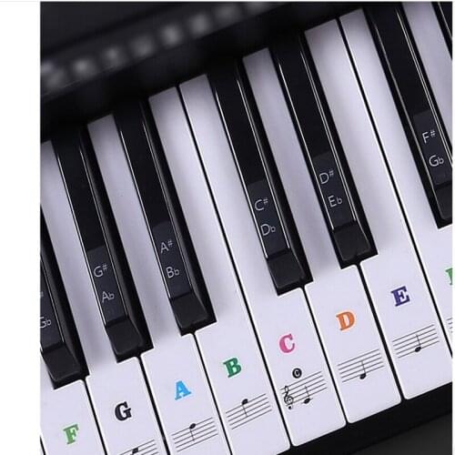 49/54/61/88 color Transparent Piano Keyboard Stickers Electronic Keyboard Key Piano Stave Note Sticker Symbol for White Keys