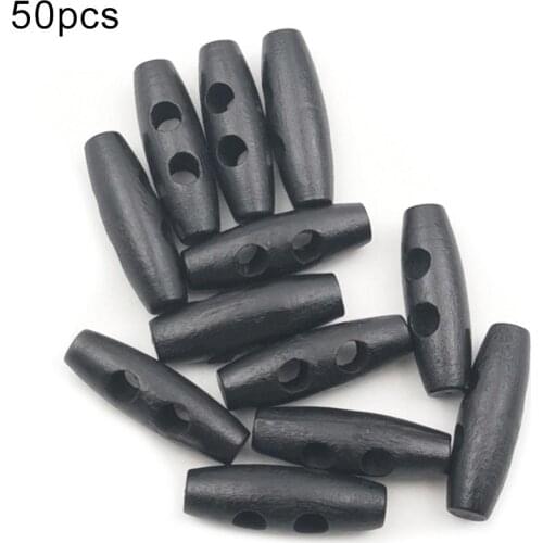 50Pcs 2 Holes Olive Shape Wooden Toggle Buttons DIY Clothes Sewing Accessory