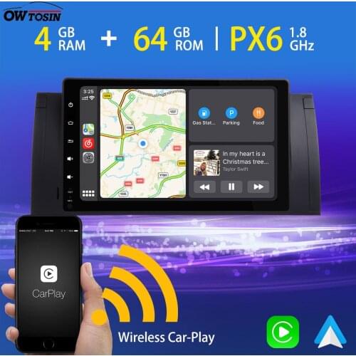 9'' Android 10 GPS Wireless Carplay Car Multimedia Player PX6 4G+64G Radio For BMW 5 Series E39 M5 X5 E53 Land Rover Range Rover