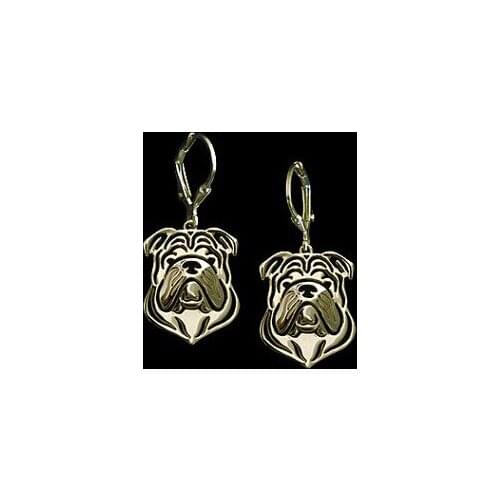English bulldog dog earrings Handmade Carved hollow accessory jewelry golden colors plated fast delivery