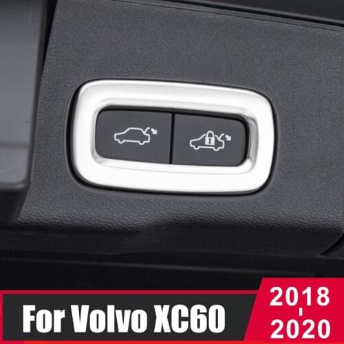 Stainless Steel Car Rear Door Electric Trunk Switch Button Frame Cover Trim Stickers For Volvo XC60 2018 2019 2020 Accessories