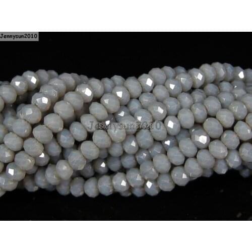 Grey Opal Czech Crystal 2mm x 3mm Faceted Rondelle Loose Spacer Beads For Bracelet Necklace Jewelry Making Craft 10 Strands/Pack