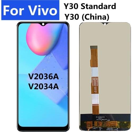 Black 6.51" For Vivo Y30 China V2034A LCD DIsplay Touch Screen Digitizer Assembly for vivo Y30 V2036A Standard LCD