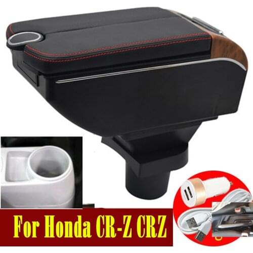 For Honda CR-Z CRZ Armrest Box Double doors open 7USB Centre Console Storage Box Arm Rest