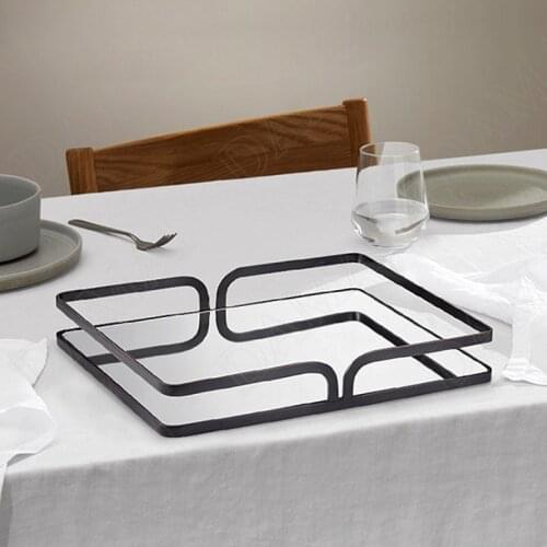 European Metal Storage Tray Mirror Decorative Living Room Tableware Organizer Creativity Bedroom Desktop Cosmetic Container