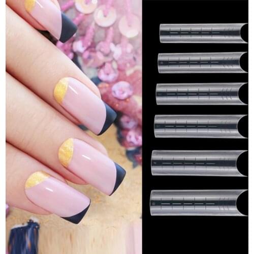 Building Mold Tips Plastic Nails C Shape Faux Ongle French Manucure Medium Nail Dual Form Nails System Kit 120pcs/pack Home DIY