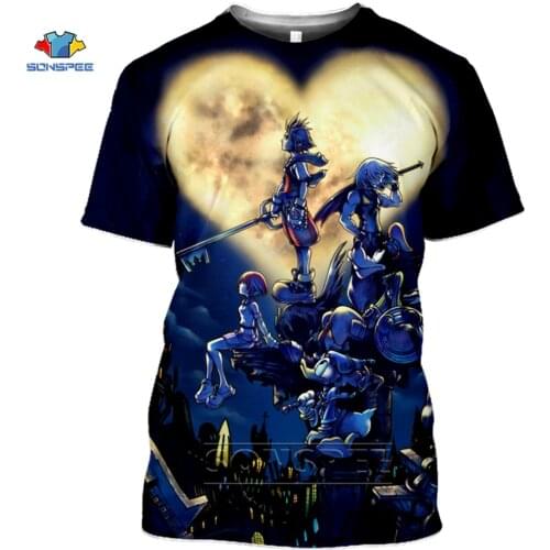 SONSPEE Anime 3d Print Game T Shirt Punk Kingdom Hearts Streetwear Men Tracksuit Women Summer Top Harajuku Shirts Homme Tshirts
