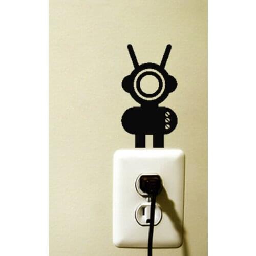 Art Fashion Robot DIY Switch Sticker Living room Boy Childrens room Decorative Wall Stickers Vinyl Murals JG3627