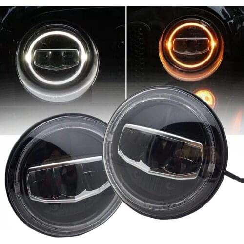 Round 7 Led Headlight Halo For Jeep Wrangler TJ Accessories Car LED Projector Headlight Lens for Jeep TJ 1997-2006 JK CJ7 LJ