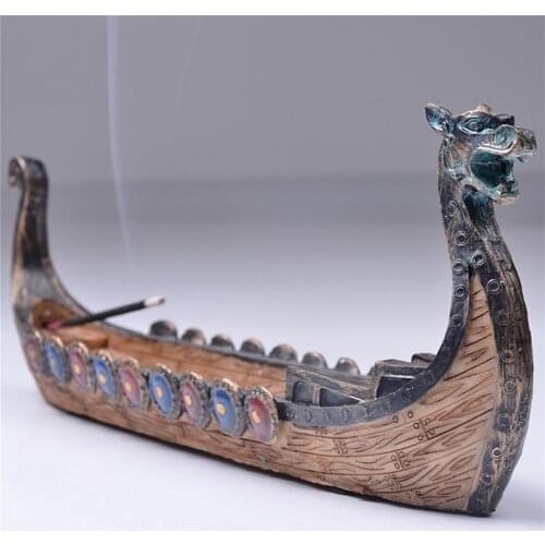 Retro Incense Burner Dragon Boat Incense Stick Holder Traditional Chinese Design Hand Carved Carving Censer Ornaments Home Decor