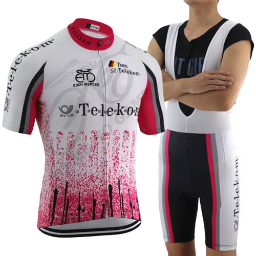 Summer Vintage Cycle Team Men Cycling Set Pink Maillot Cycliste Bike Clothing Shirt & Gel Breathable Pad Bicycle Bib Shorts