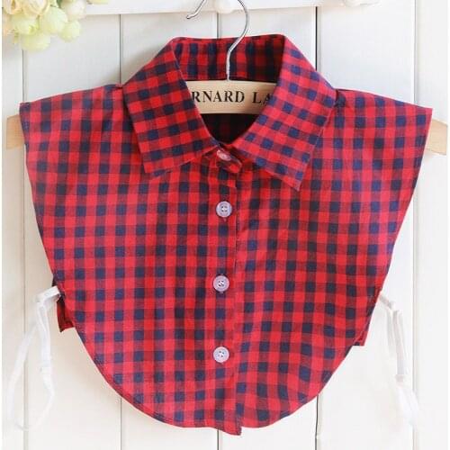 Linbaiway Fashion Lattice Fake Collar for Women Removalbe False Collar Blouse Vetido Faux Cols Clothes Female Detachable