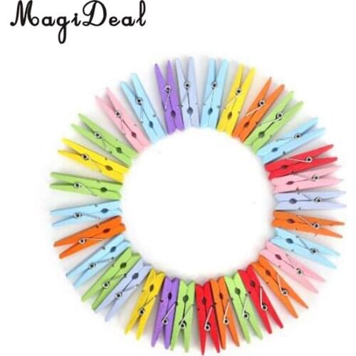 MagiDeal 50pcs 2.5cm Mixed Mini Wooden Clip Wood Pegs Clothespins Photo Paper Art Craft Home Decoration Clips