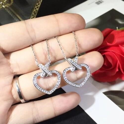 Cute Heart Shape Silver Color Pendant Long Chain Necklace for Women Choker Fashion Jewelry